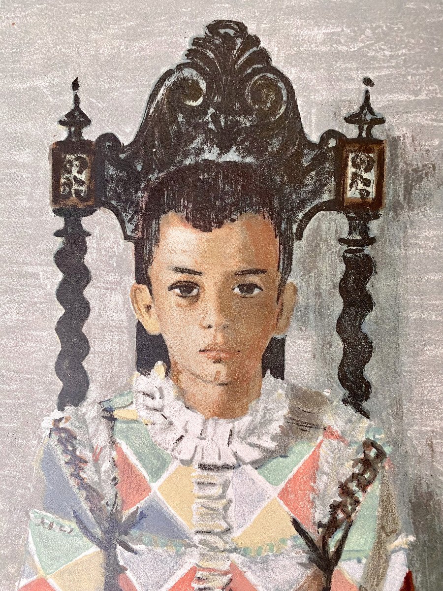 Roger Chapelain-midy (1904, Paris - 1992, Paris). "harlequin". Lithograph. -photo-1
