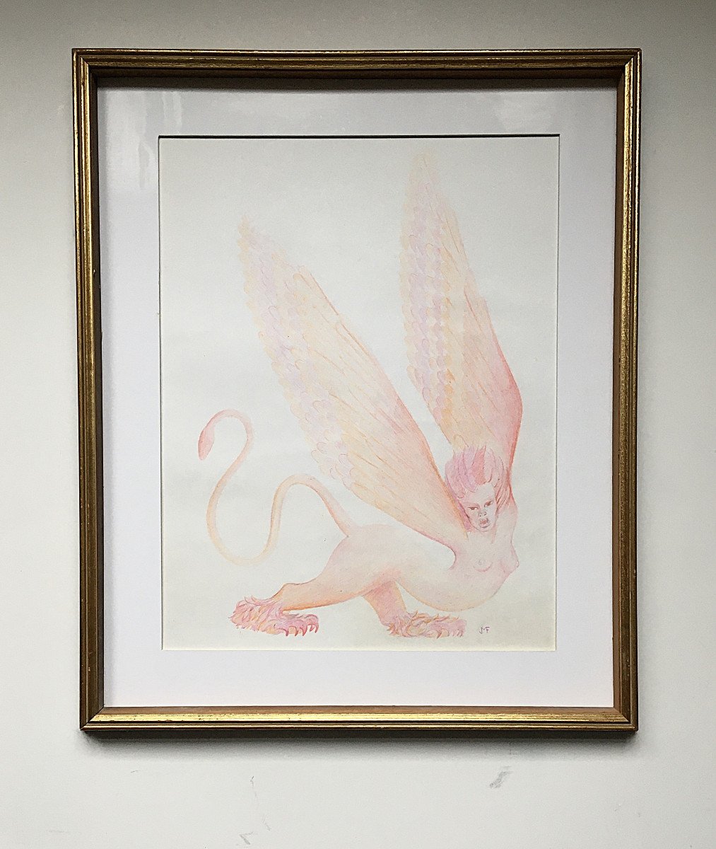 Jean-Marie Fievez (1949-2007). "Cherubin". Crayon. Années 70.