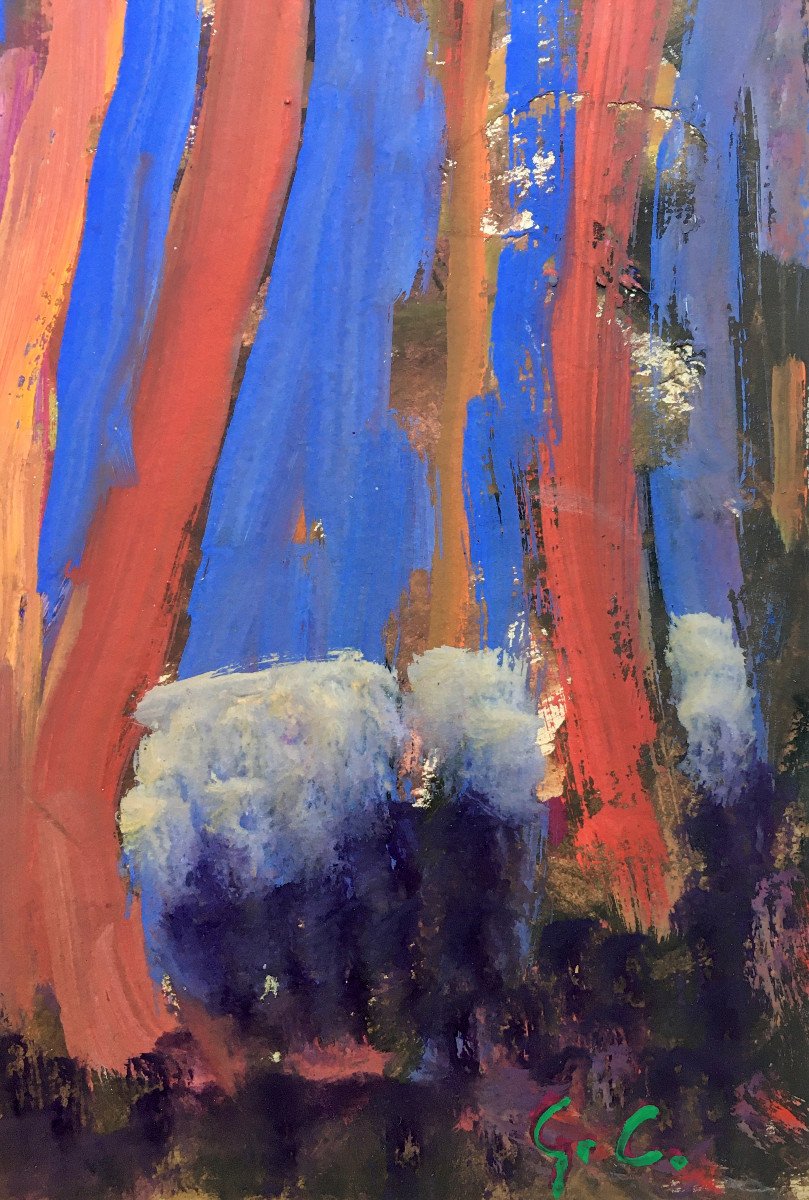 Peter Colfs (antwerp, 1906-1983). "trees". 1970. Gouache.-photo-3