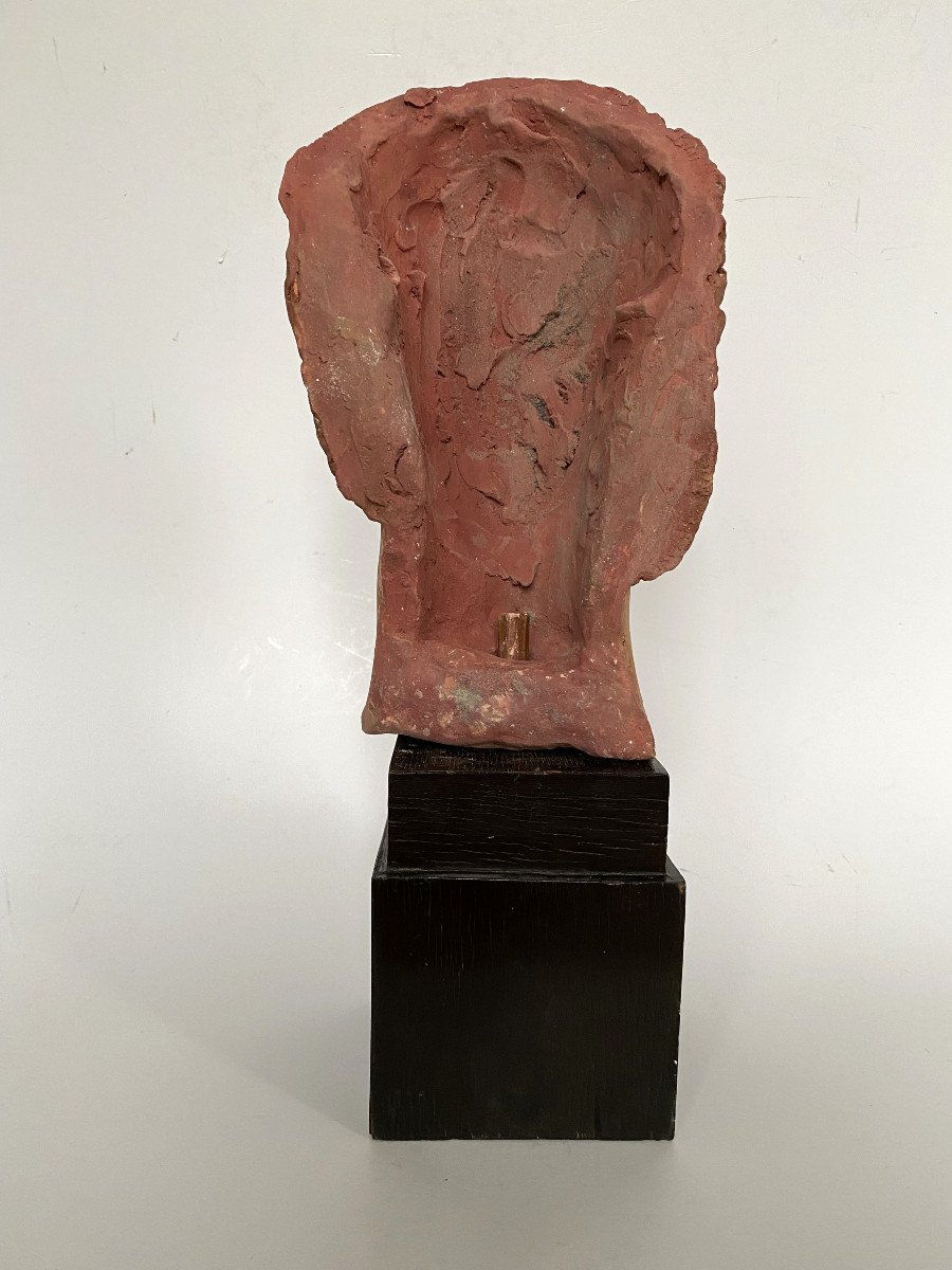 Marnix d'Haveloose (1885-1973). Original Polychrome Terracotta. "woman's Head". Circa 1910.-photo-1
