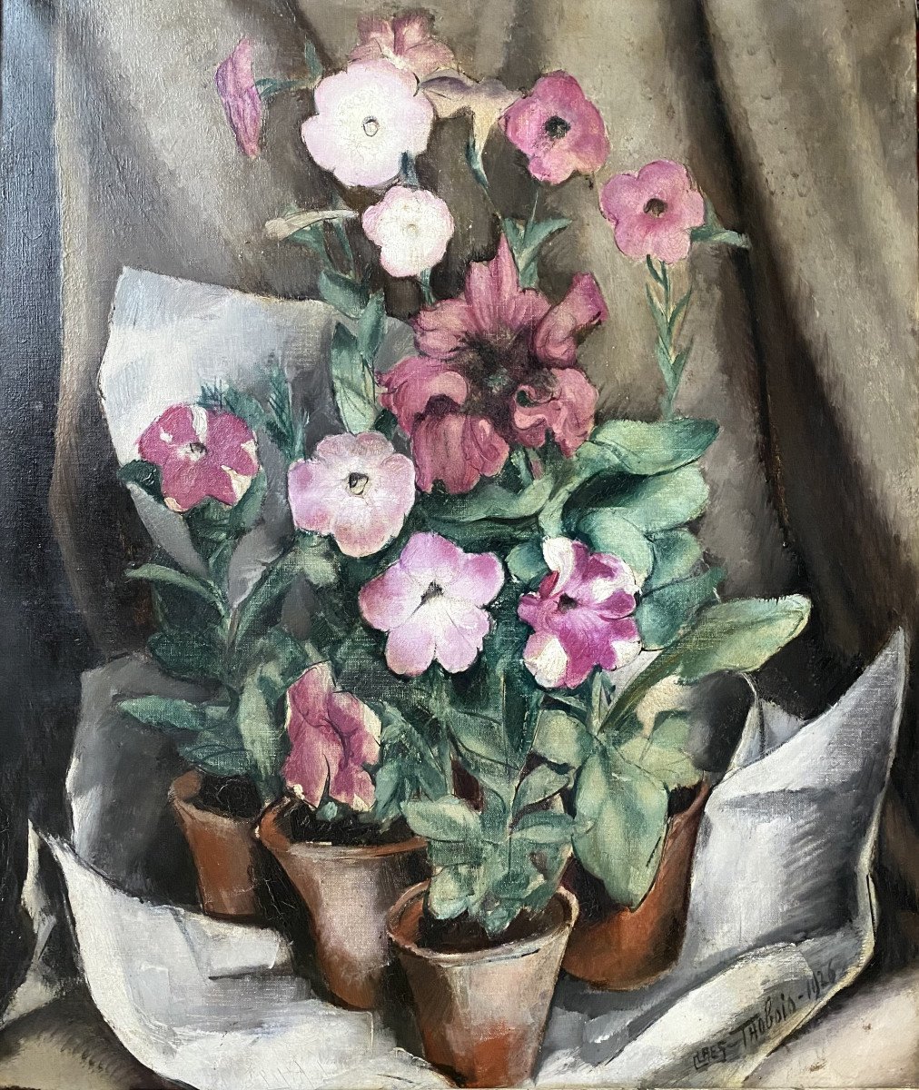 Albert Claes Thobois (1883-1945). "potted Flowers". 1926.-photo-1
