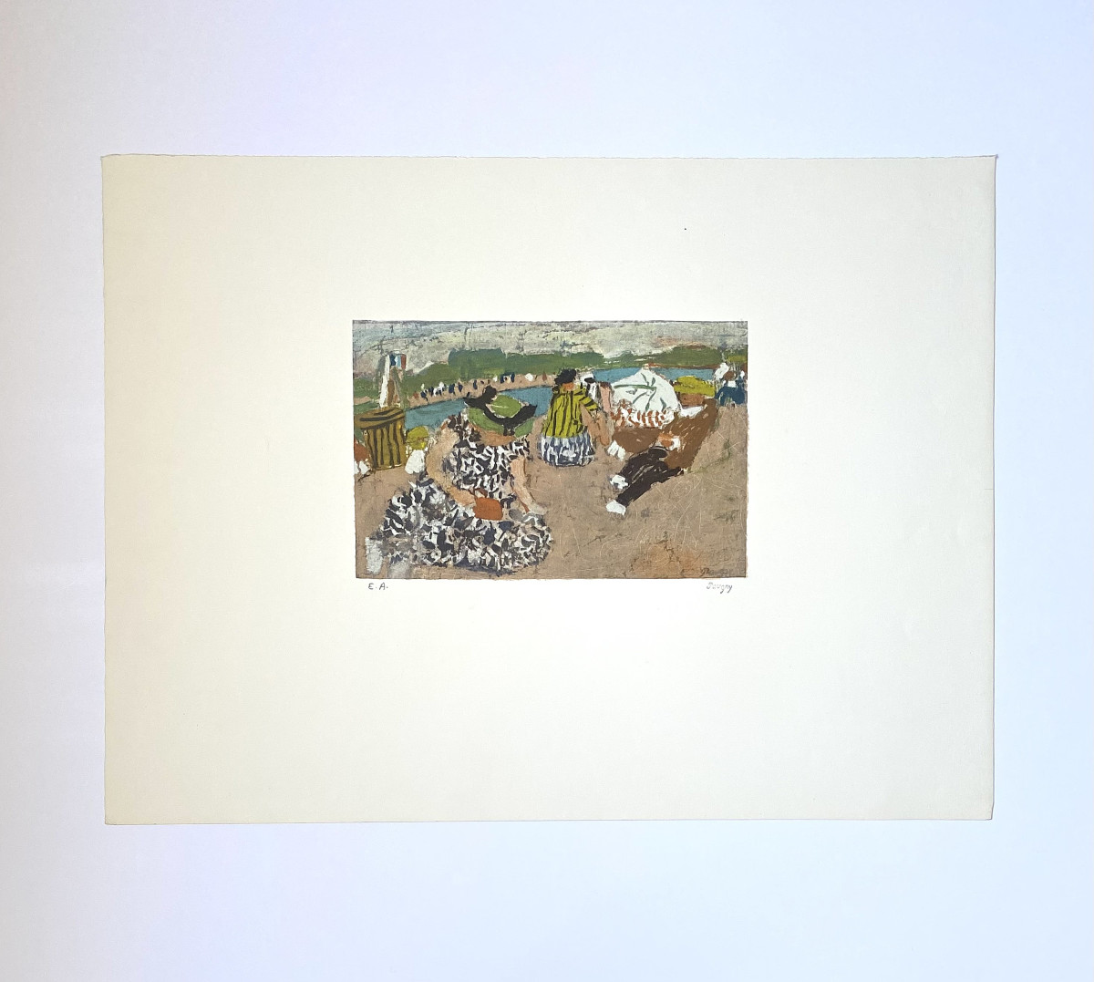 Jean Pougny (1890-1956). Lithographie "La plage".-photo-2