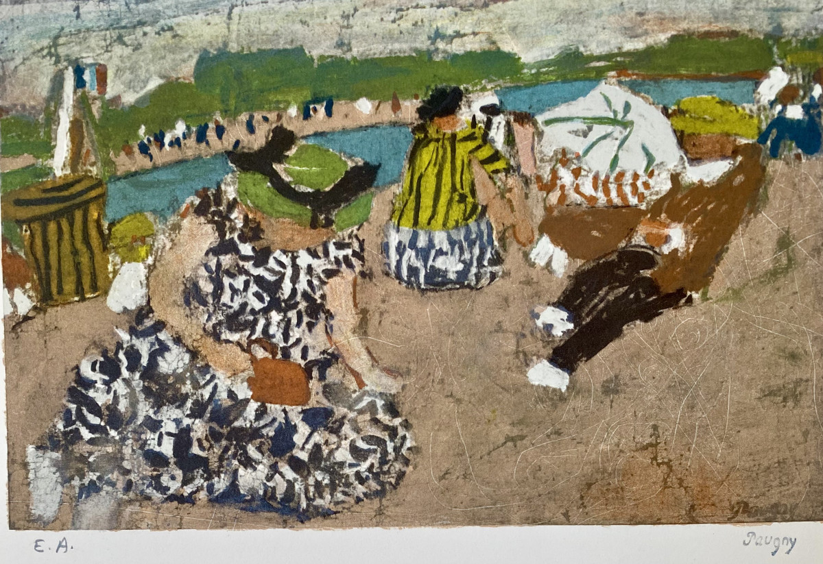 Jean Pougny (1890-1956). Lithographie "La plage".