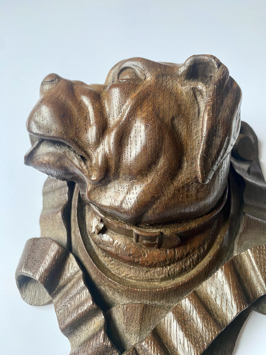Sculptures trophées  Forêt noire (Têtes de chiens et sanglier). Fin XIXe début XXe.-photo-2