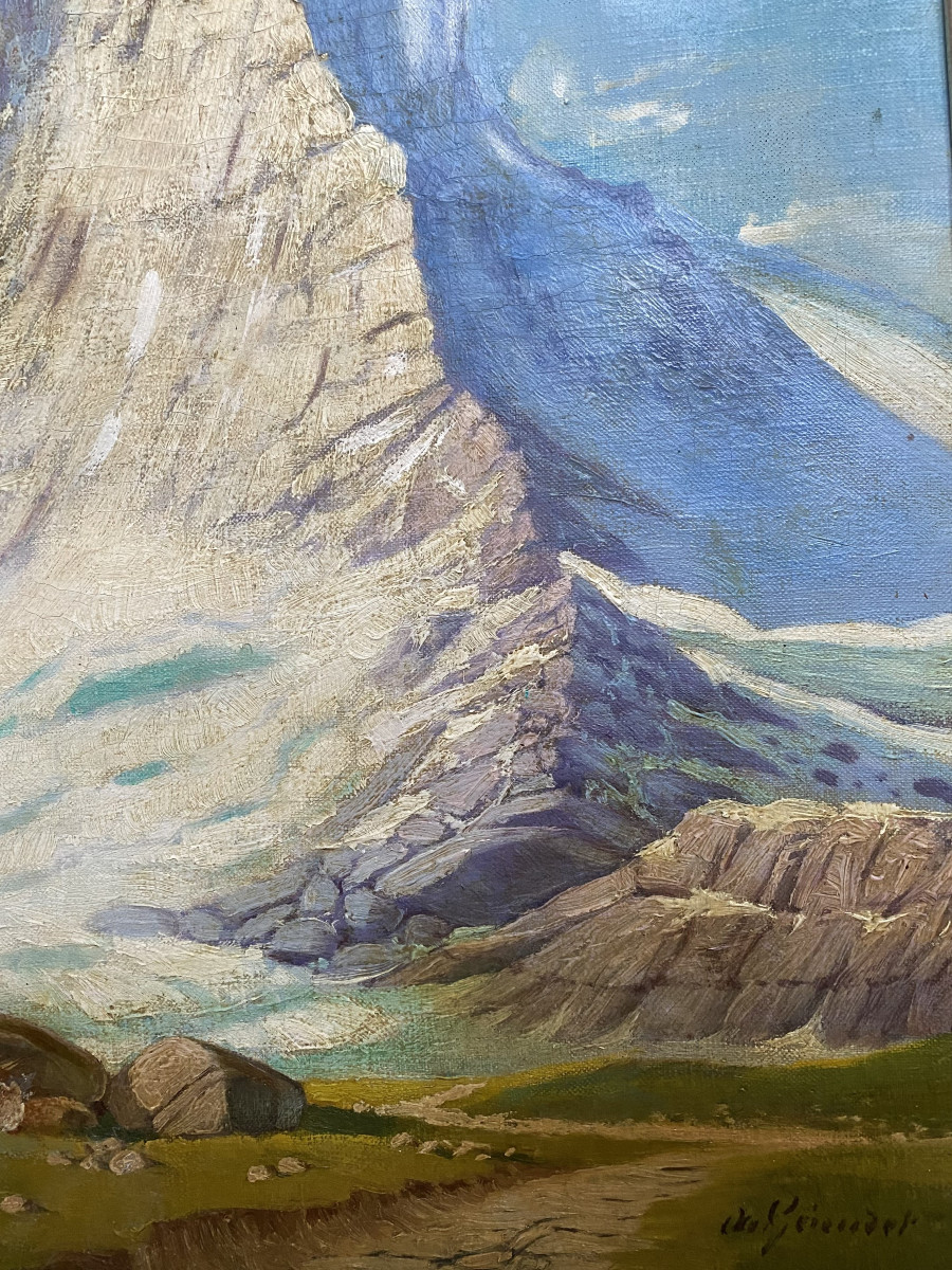 Auguste Géroudet (xxe). école Vaudoise. " Le Mont Cervin". Années 30. -photo-4