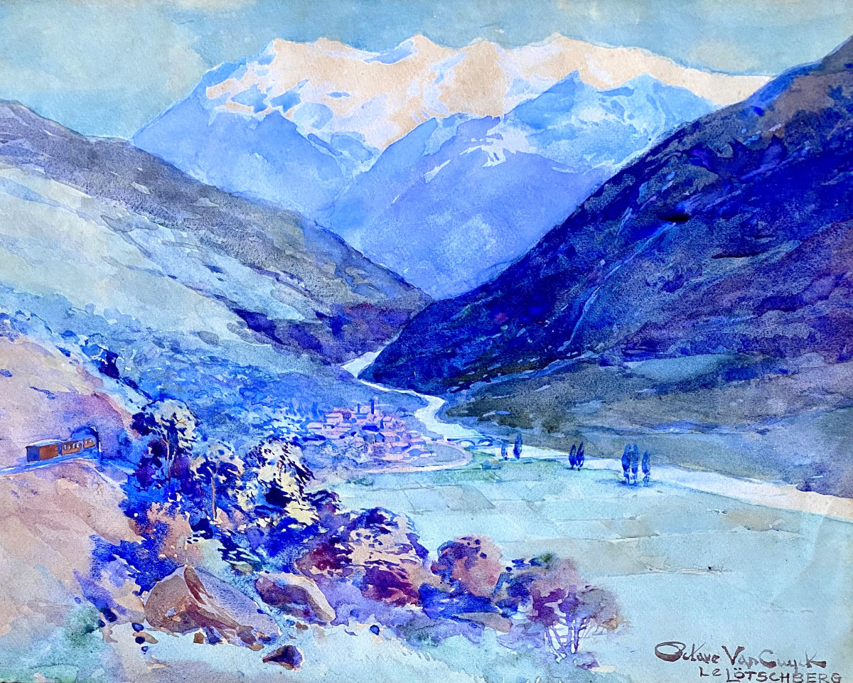 Octave Van Cuyck (ostend 1870-tilff 1956) "light Effects On The Lötschberg". Watercolor.