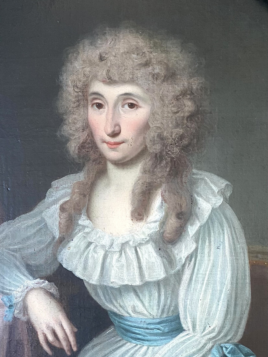 Guillaume Dominique DONCRE (1743-1820), attribué. "Portrait de dame de qualité". Louis XVI.-photo-2