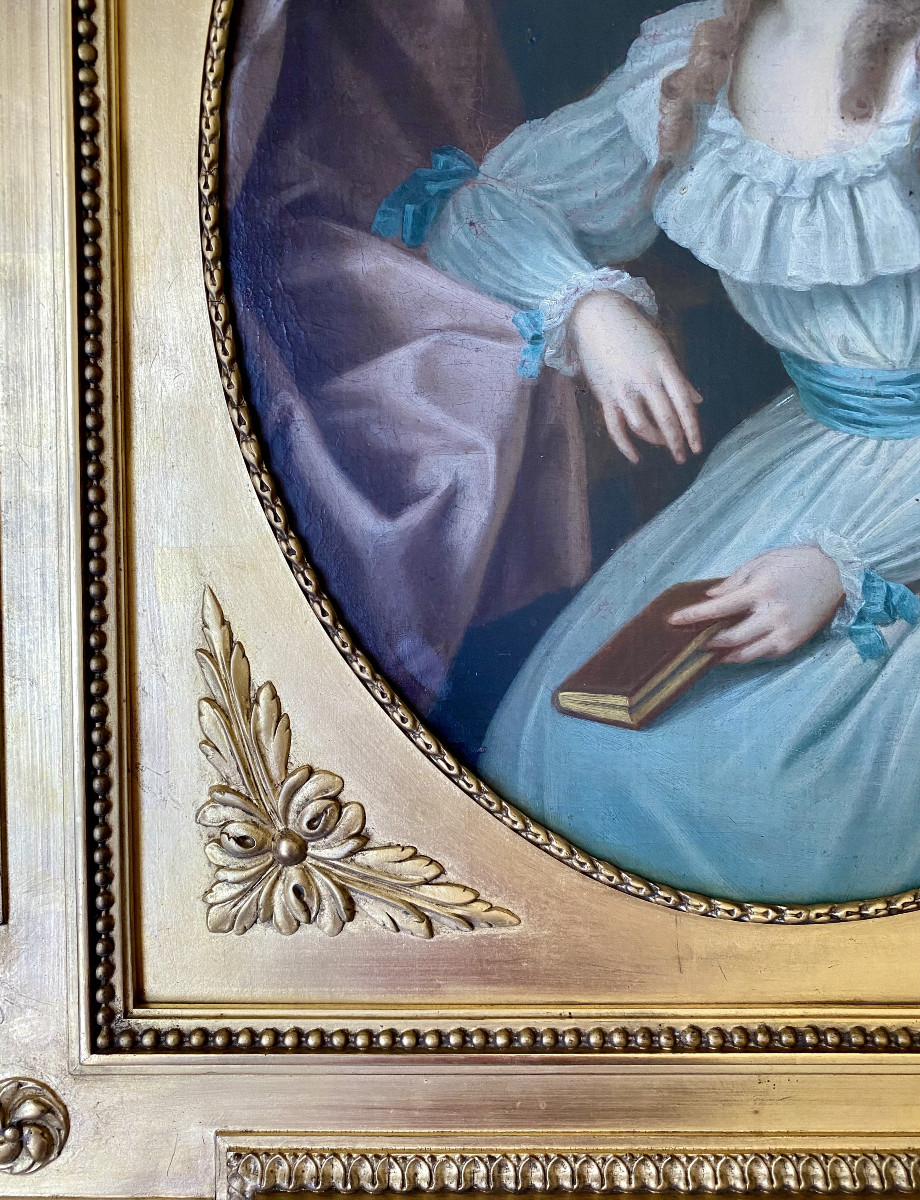 Guillaume Dominique DONCRE (1743-1820), attribué. "Portrait de dame de qualité". Louis XVI.-photo-4