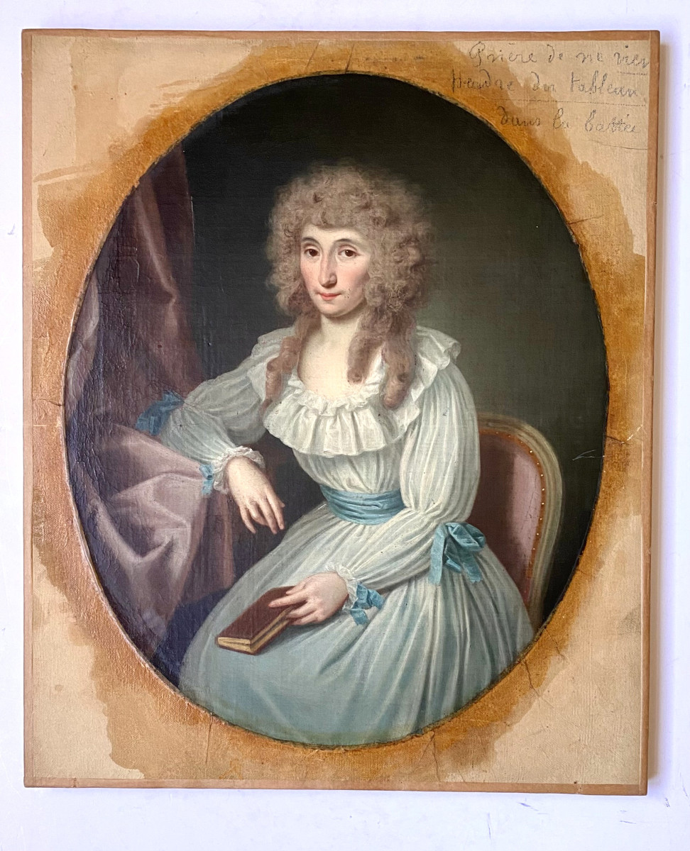 Guillaume Dominique DONCRE (1743-1820), attribué. "Portrait de dame de qualité". Louis XVI.-photo-4
