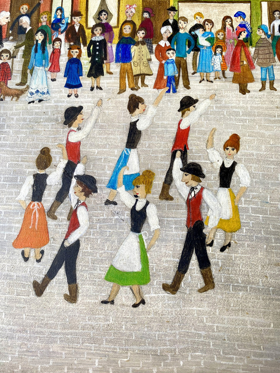 Suzan (1938). "Fête populaire". Années 70. Art naïf.-photo-4