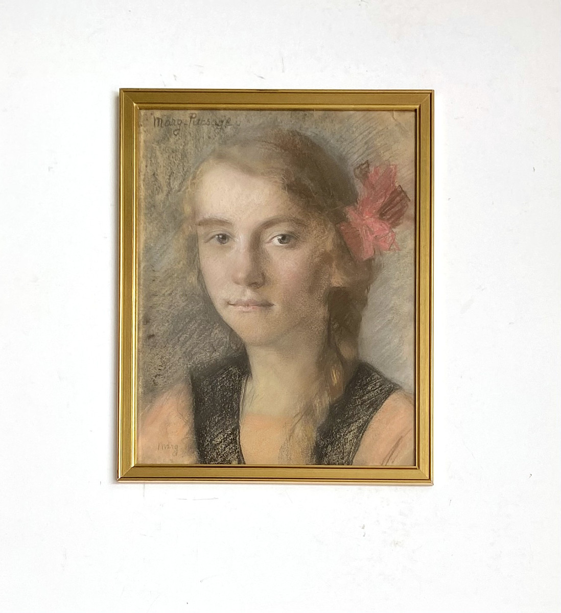 Marguerite Putsage (Mons, 1868 - Ixelles, 1946) . "Portrait de jeune fille". Années 20.-photo-3