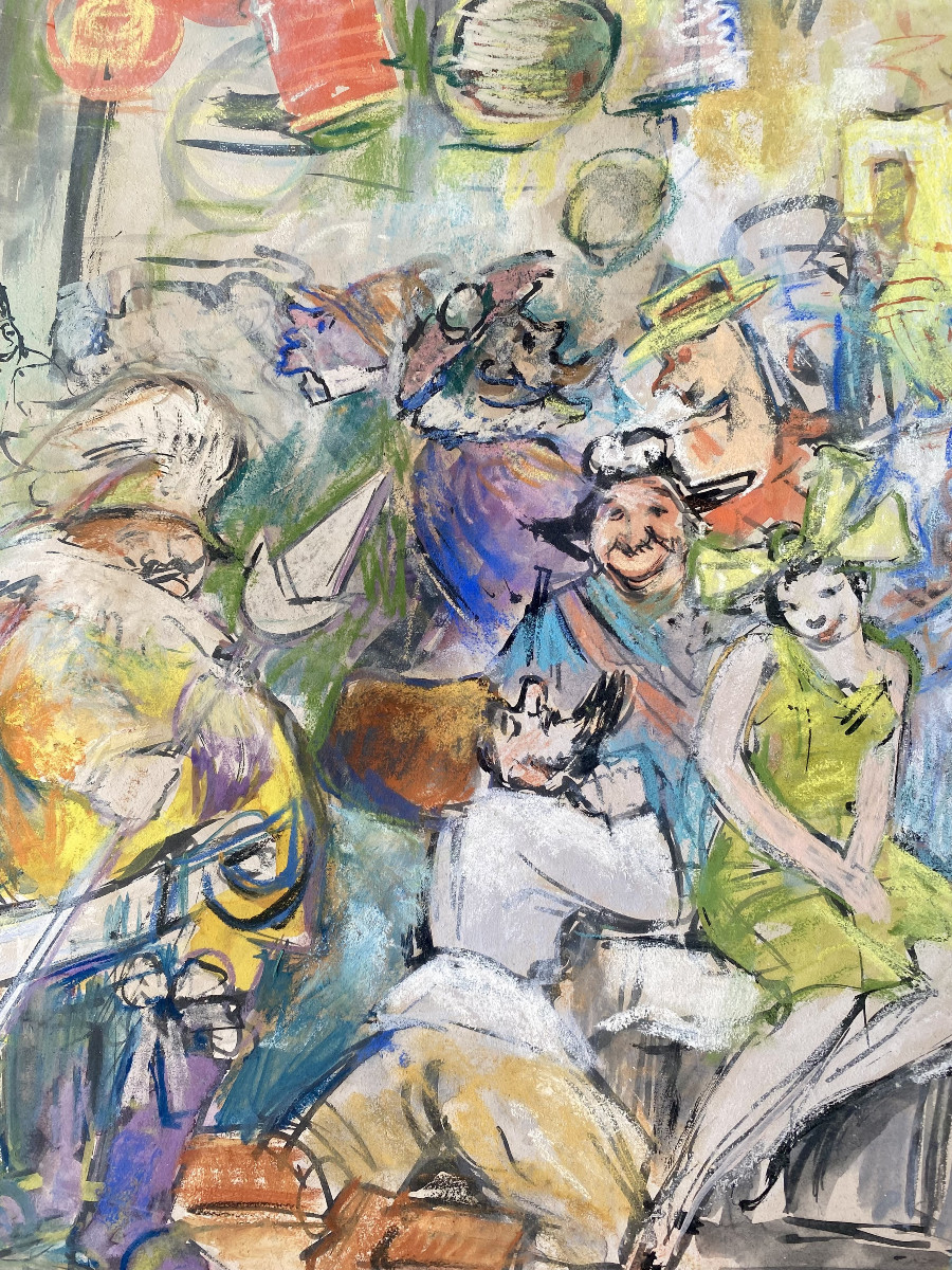 Tibor Dengyel (Hongrie,1913-Belgique,2000). "Scène de Carnaval" Années 40-50.-photo-3