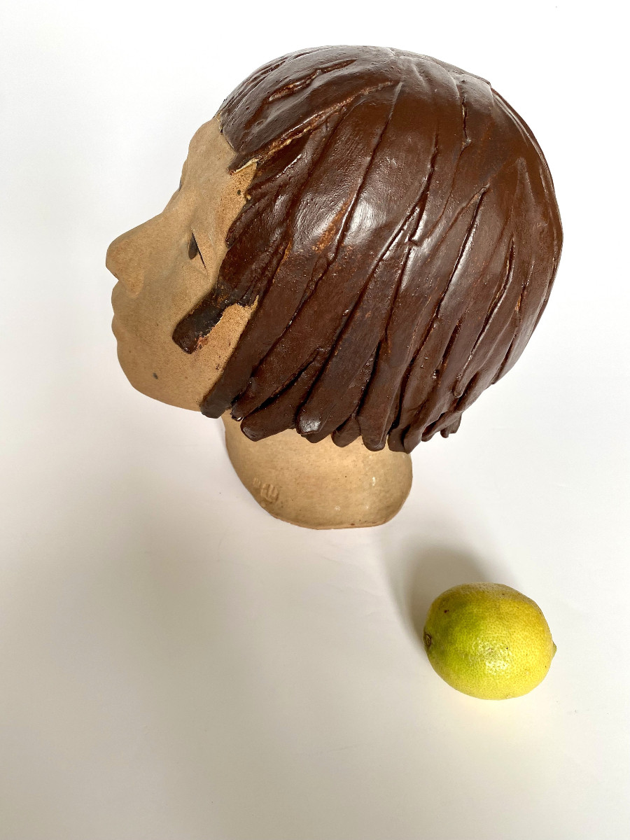 Georges Deliège (1930-2010). Ceramic. "woman's Head". 1970s-1980s.-photo-1