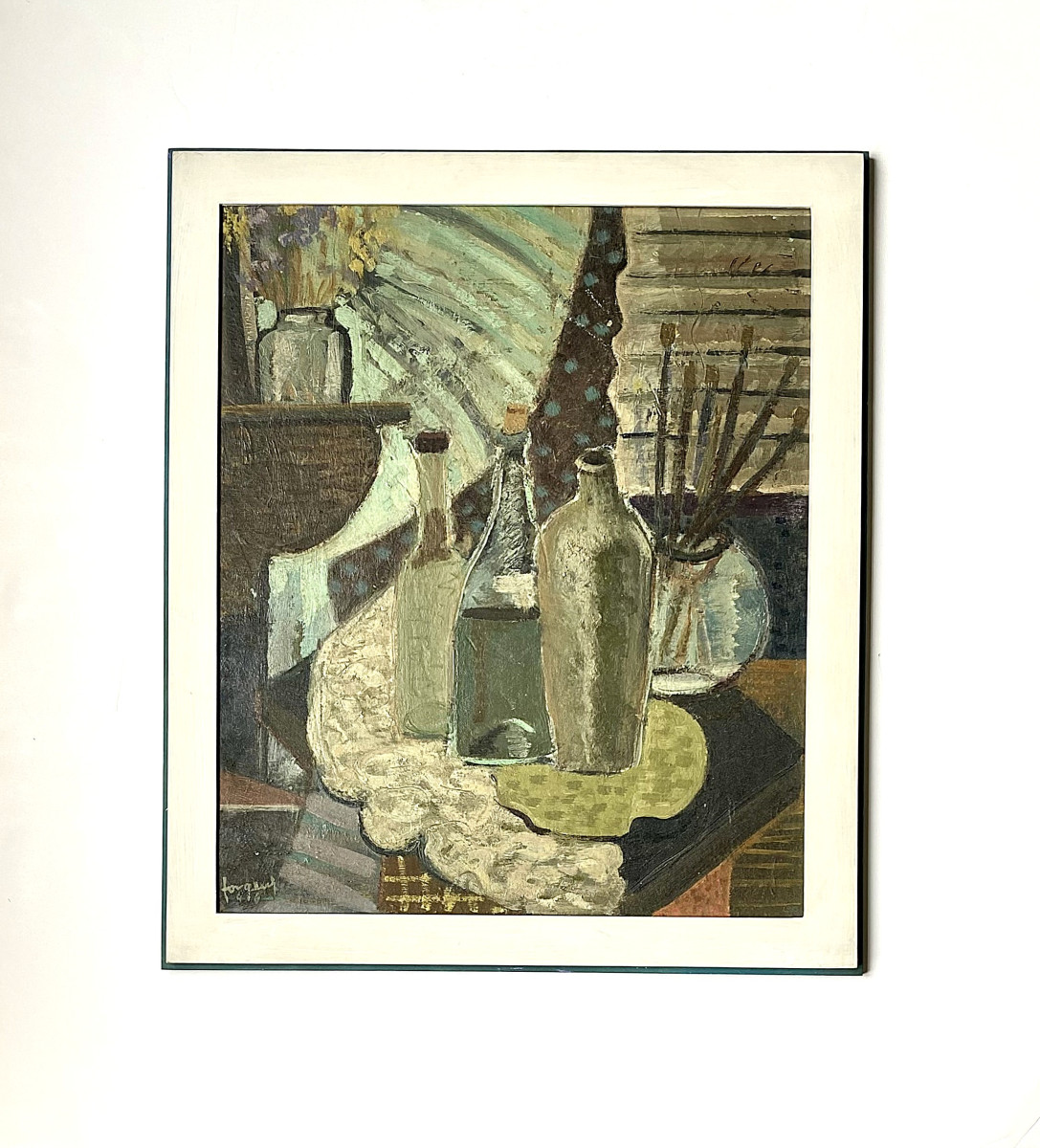 Ernest Forgeur (Liège, 1897 - 1961). "Coin de l'atelier du peintre". 1946. Cubisme.