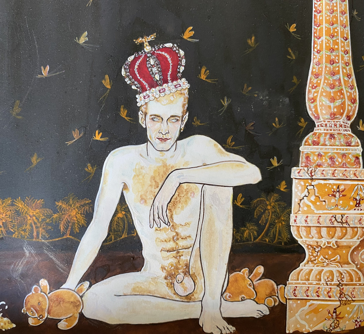 Wilfried Van Gaver. "male Nude With Teddy Bears". Gouache-photo-3