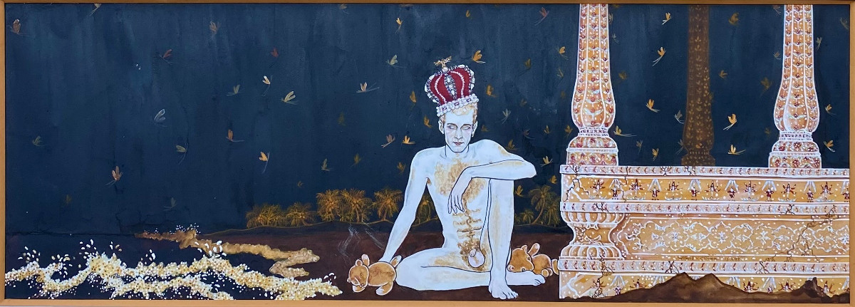 Wilfried Van Gaver. "male Nude With Teddy Bears". Gouache