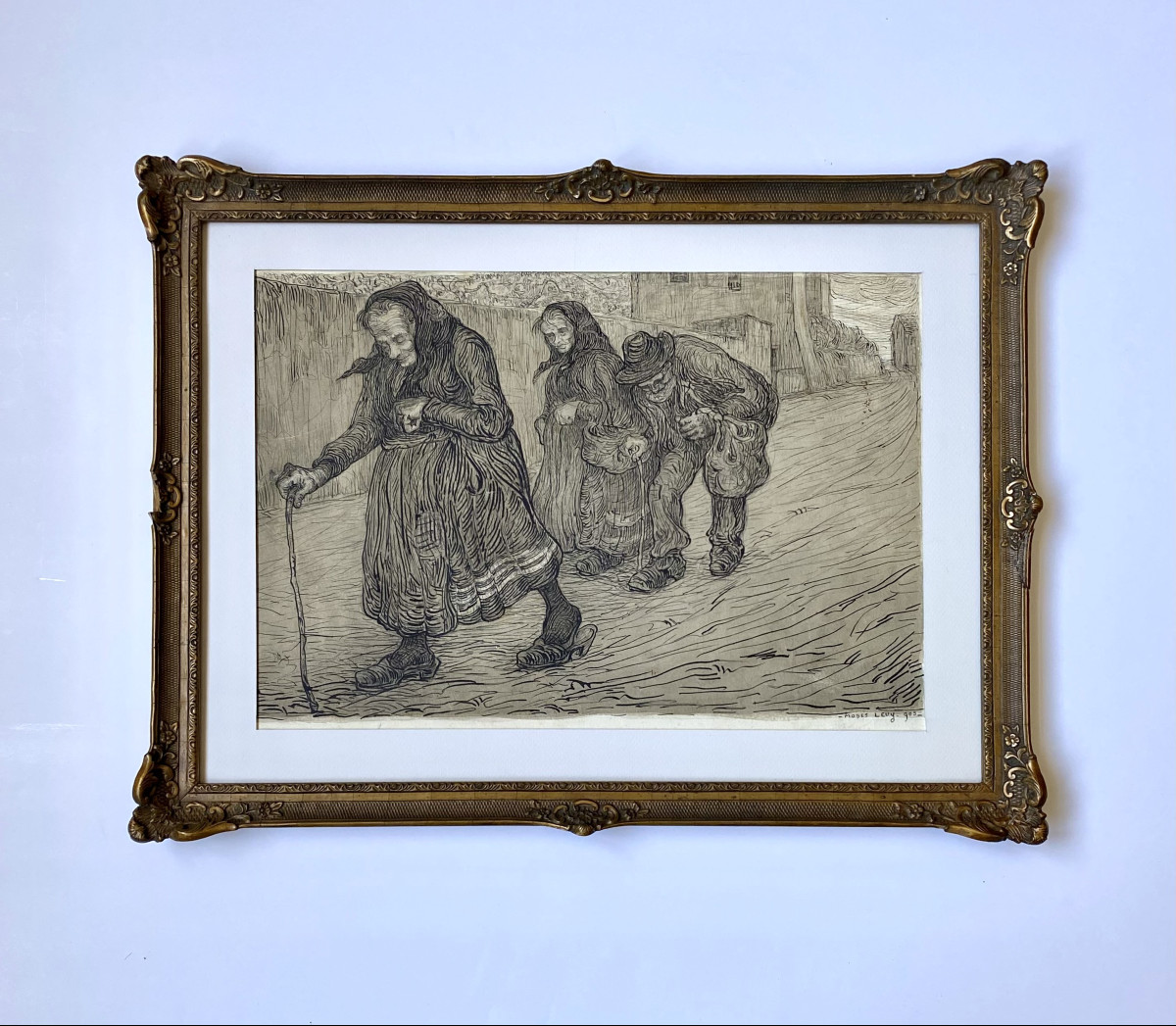 Moses Levy (1885, Tunis - 1968, Viareggio). "Les vieux". 1905. Encre de chine.