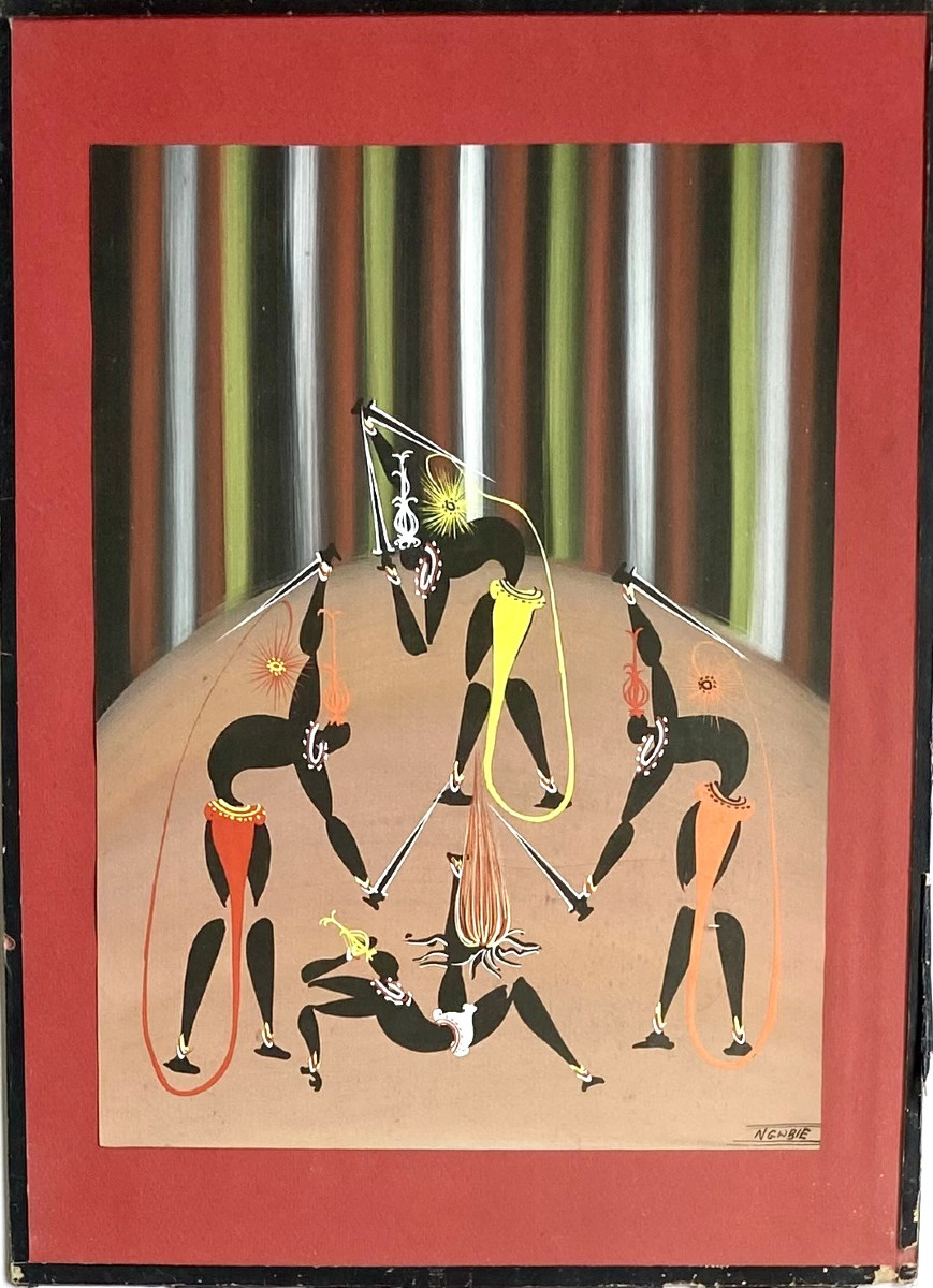 École de Poto-Poto. Ngabie (XXe). Vers 1960. Trois gouaches.-photo-4