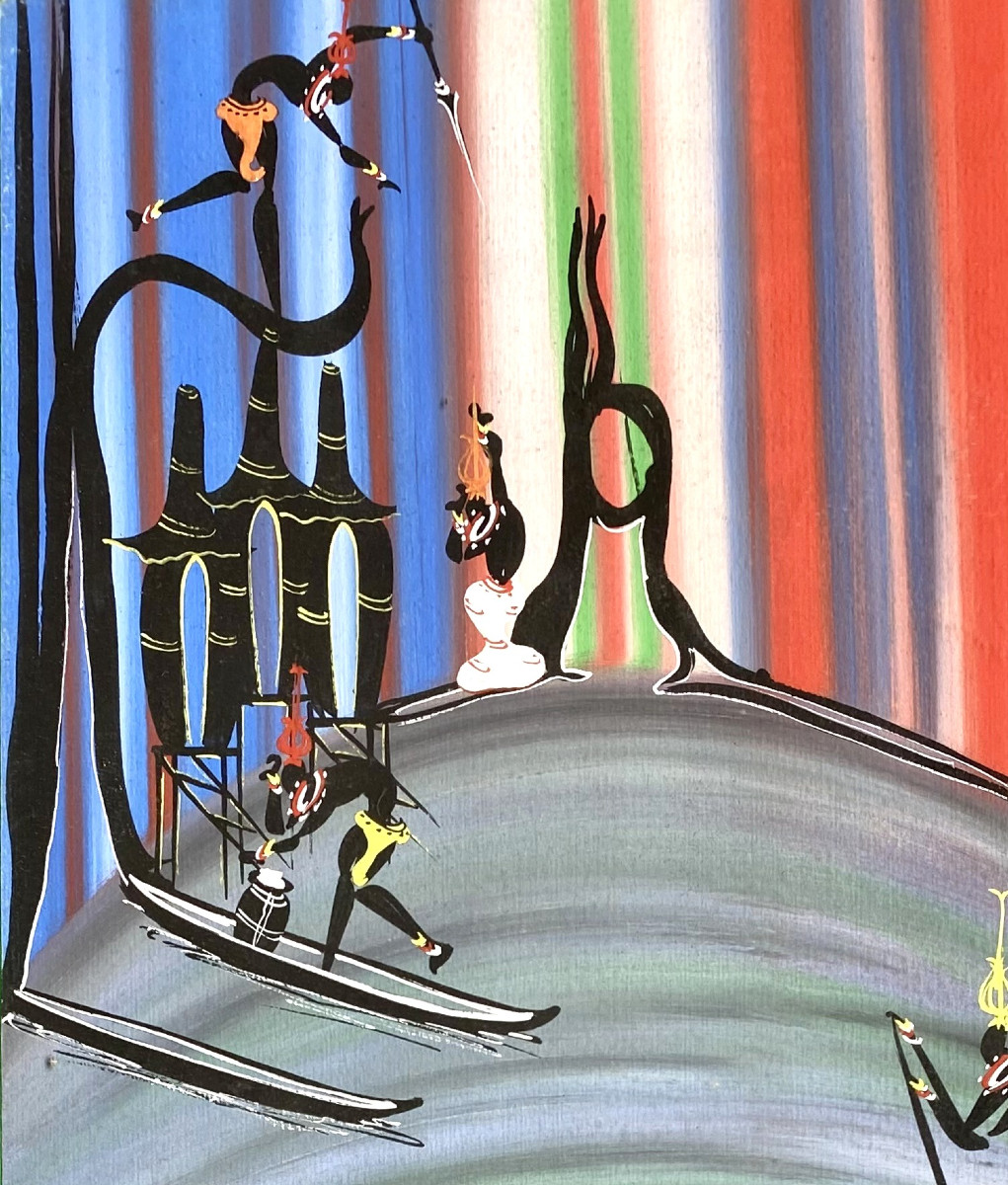 École de Poto-Poto. Ngabie (XXe). Vers 1960. Trois gouaches.-photo-2
