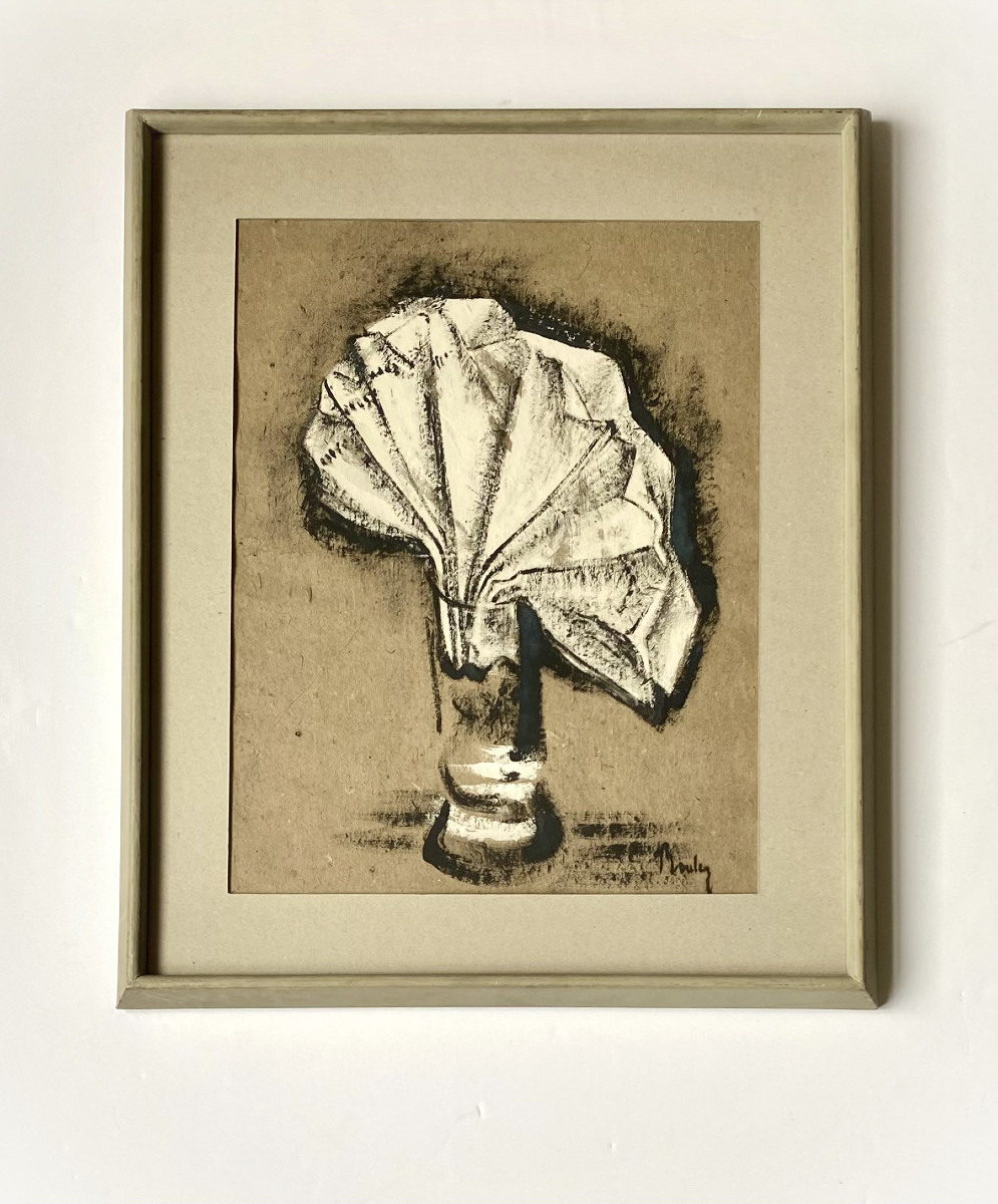 Jules Boulez (1889-1960). " Nature morte au verre". Vers 1940. 