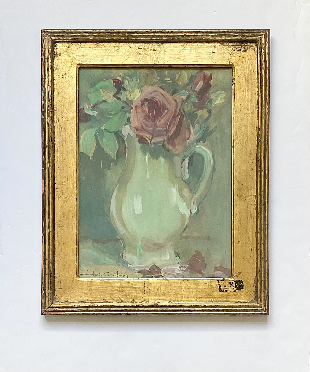 Victor Creten (1878-1966). "Roses". Gouache. Vers 1910-20.