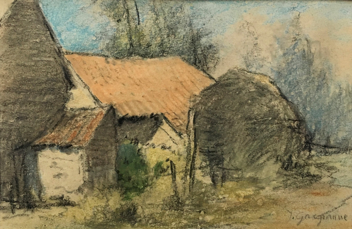 Johannes Josephus Garjeanne (Delf 1860- Hilversum 1930). "Coin de ferme". Impressionnisme