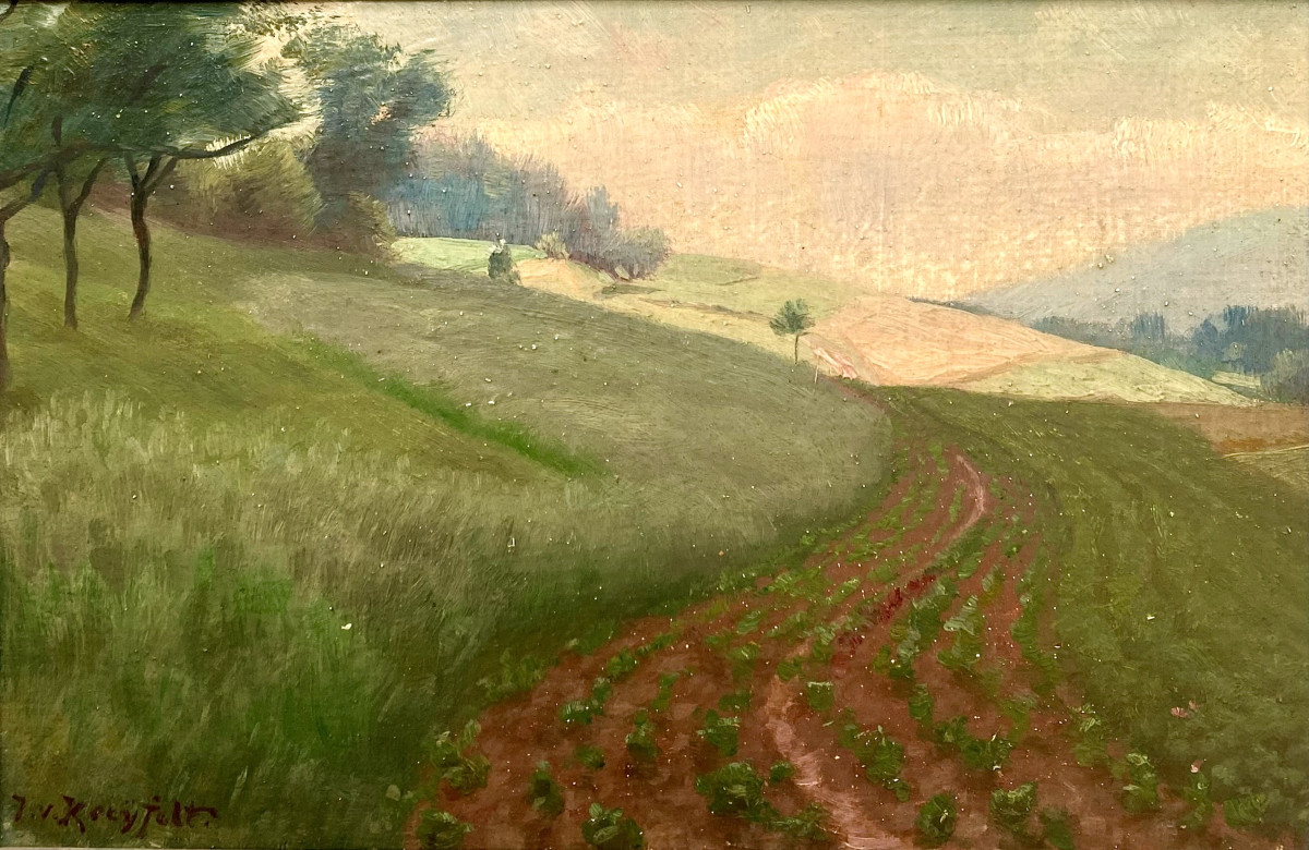 Julius Von Kreyfelt (1863, Düsseldorf-1947, Kleinsassen). "summer Landscape". Circa 1900.