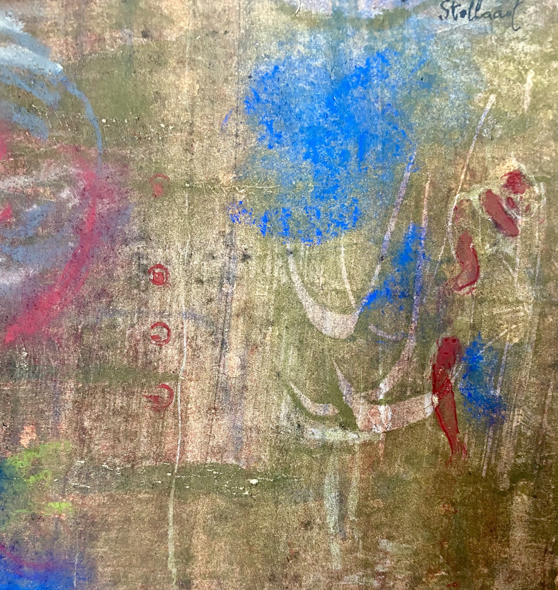 Jaap Stellaart (1920-1992). Abstraction. Technique mixte . Vers 1950.-photo-1