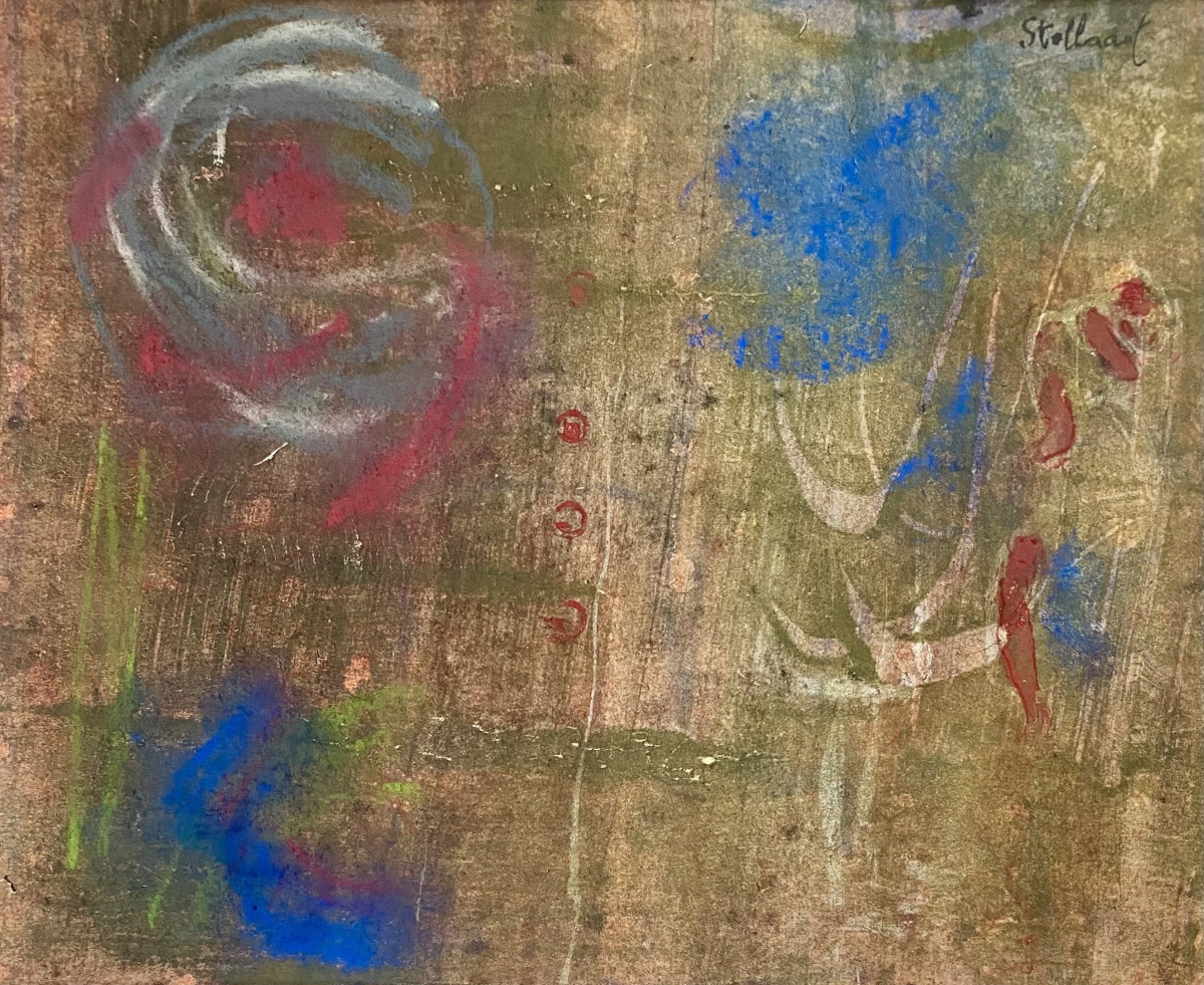 Jaap Stellaart (1920-1992). Abstraction. Technique mixte . Vers 1950.