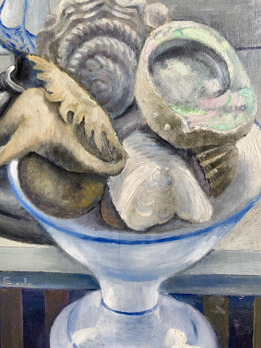 Jacques Midavaine (1925-2014). " Nature morte aux coquillages".-photo-2