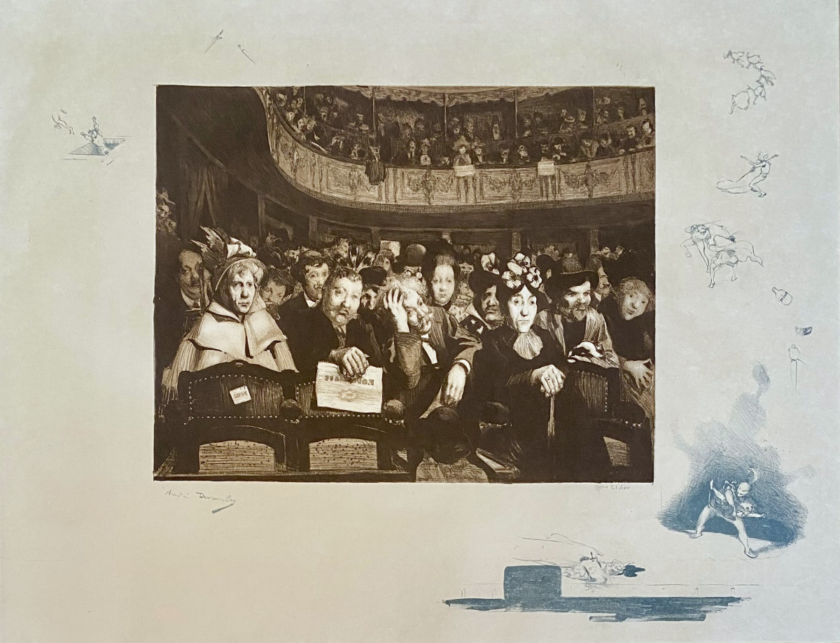 Andre Devambez (1867-1943). Colour Lithograph. "a Premiere At The Montmartre Theatre".-photo-2