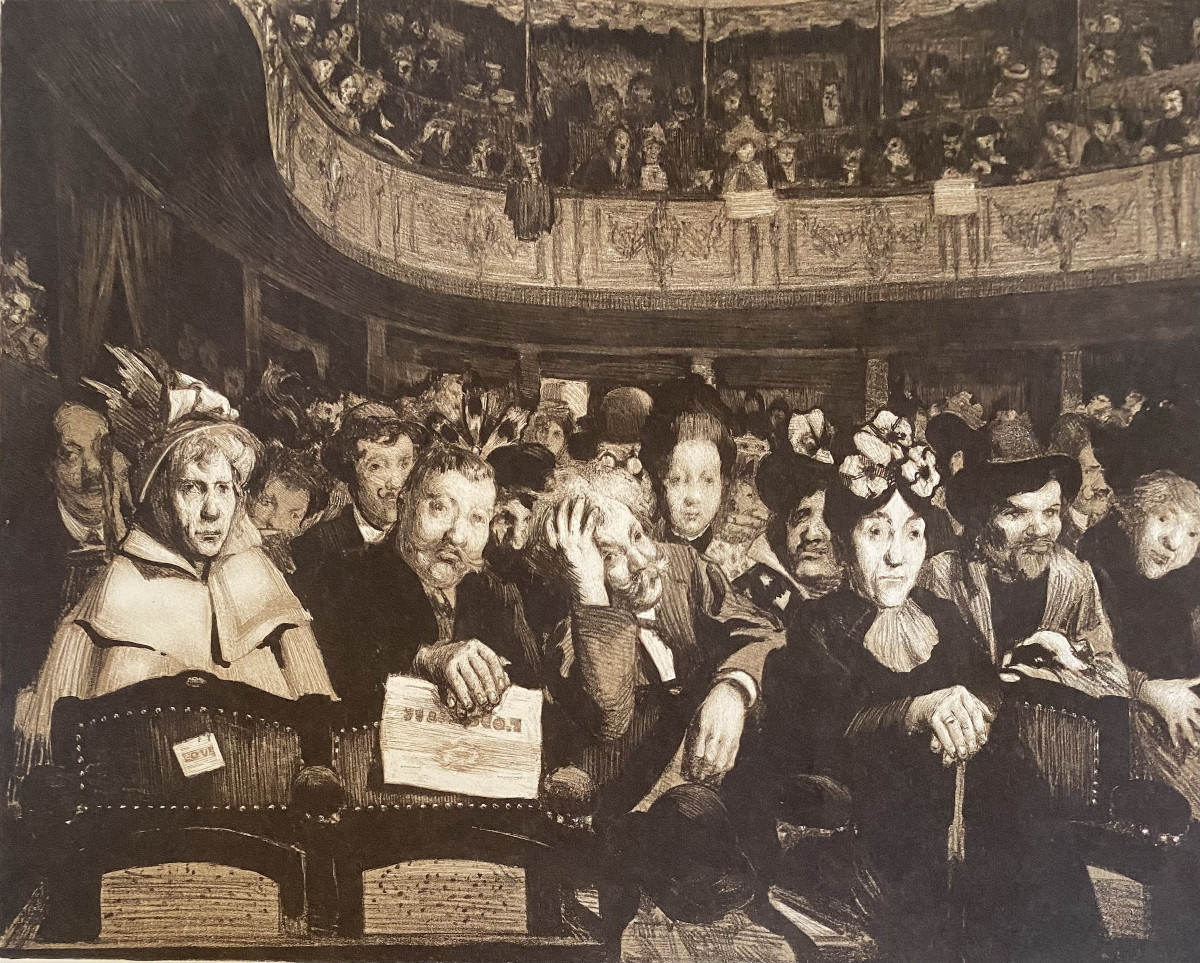 Andre Devambez (1867-1943). Colour Lithograph. "a Premiere At The Montmartre Theatre".-photo-3