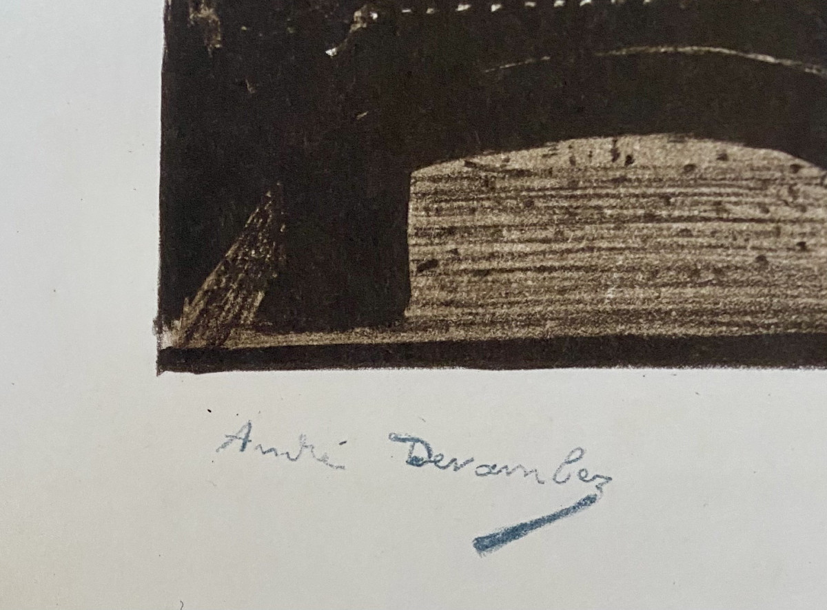 Andre Devambez (1867-1943). Colour Lithograph. "a Premiere At The Montmartre Theatre".-photo-1