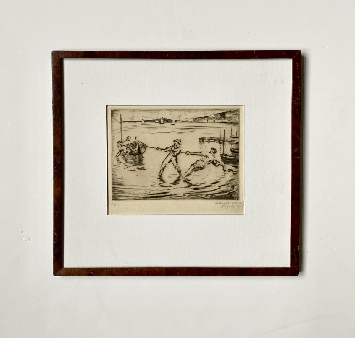 Szanto Karoly (hungary, 19th-20th Centuries). "fishermen In Naples". 1924. Engraving. -photo-2