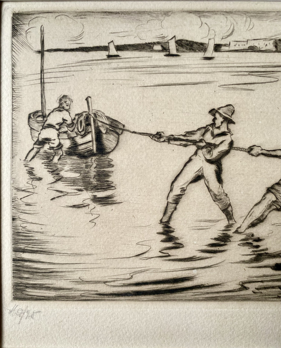 Szanto Karoly (hungary, 19th-20th Centuries). "fishermen In Naples". 1924. Engraving. -photo-4