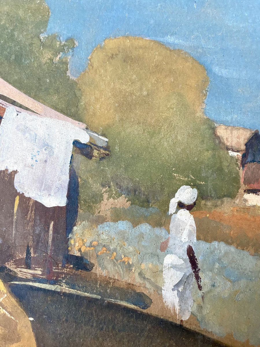 Govind Madhav Solegaonkar (1912-1986). “village In India”. Gouache.-photo-3