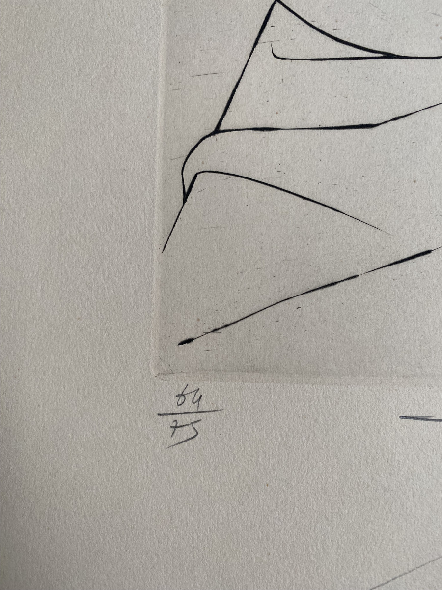 Pierre-Yves Trémois(Paris, 1921-2020). Eau-forte. "Hommage à Luciano Berio, Circles". 1975.-photo-1