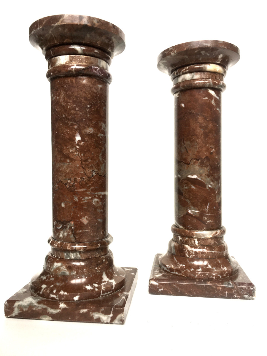 Paire de colonne en marbre rouge. -photo-3