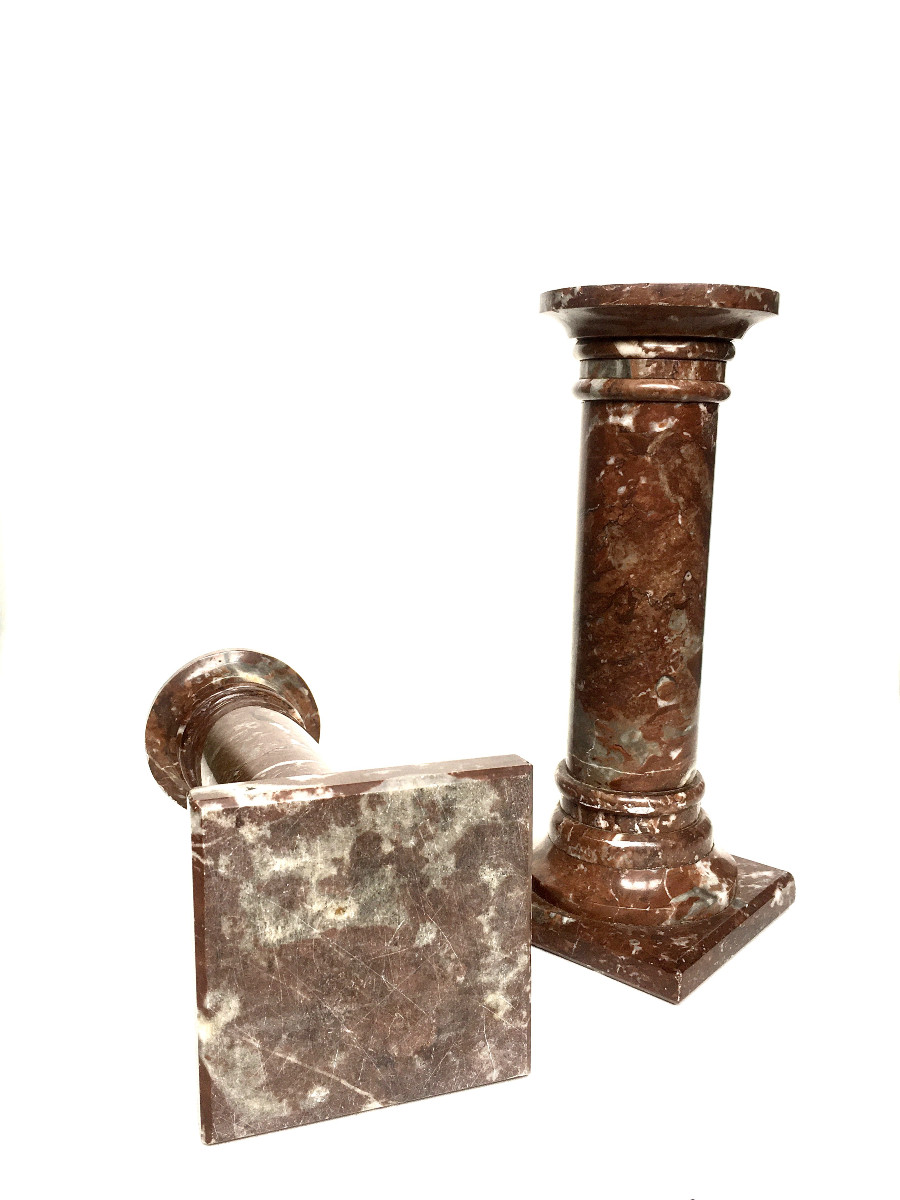 Paire de colonne en marbre rouge. 