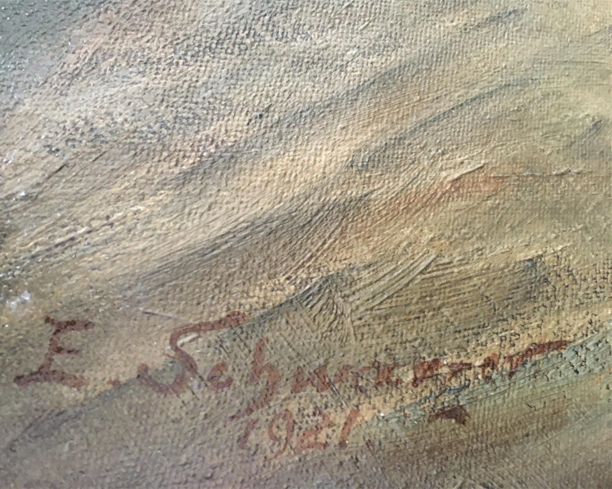 Edmund Schwarzer (1868-1952, Germany). "woman With A Muff". 1921.-photo-4