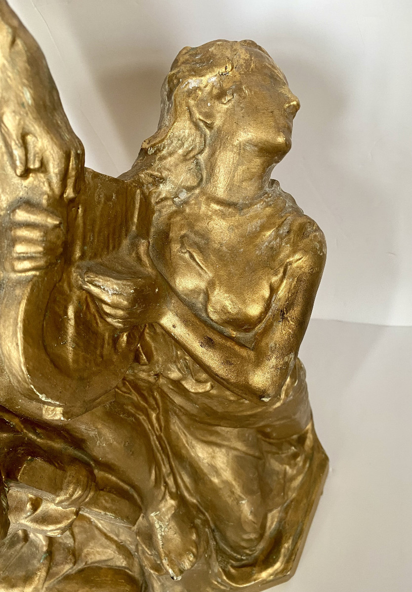 Frans De Roeck (antwerp 1889-1968) "allegory Of Music". Studio Plaster Cast. Symbolism.-photo-4
