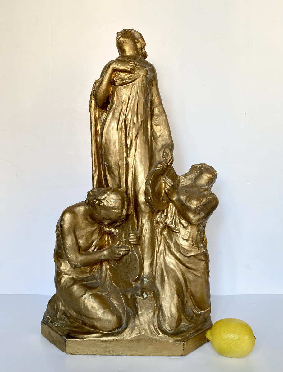 Frans De Roeck (antwerp 1889-1968) "allegory Of Music". Studio Plaster Cast. Symbolism.-photo-3