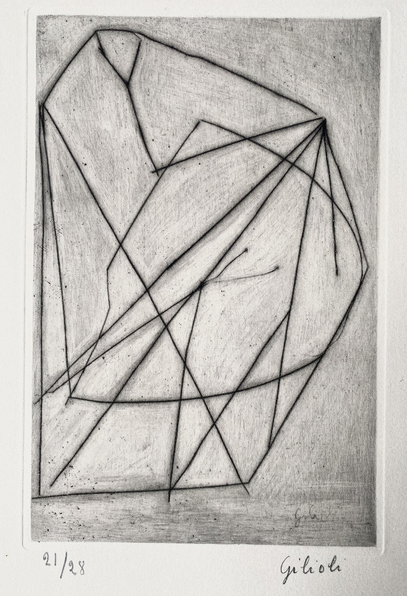 émile Gilioli "lancers", 1962. Original Engraving.