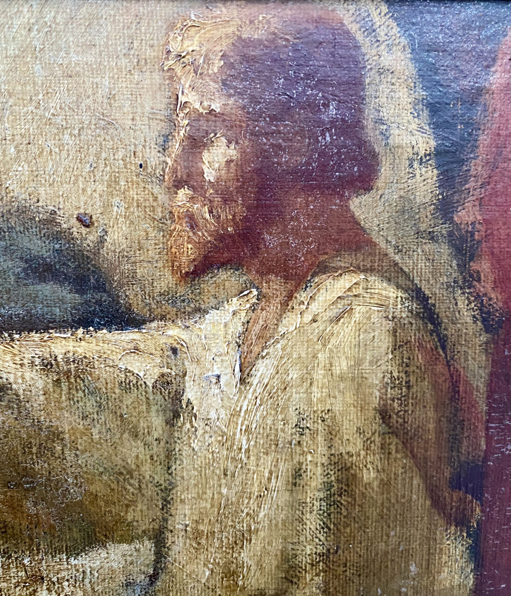 Belgian Symbolist School. Late 19th Century. "the Pilgrims Of Emmaus".-photo-2