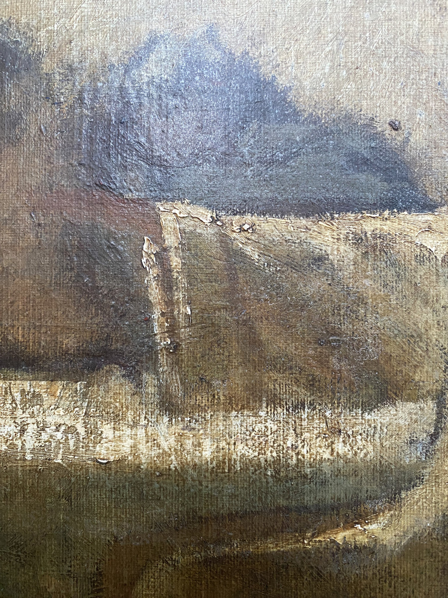 Belgian Symbolist School. Late 19th Century. "the Pilgrims Of Emmaus".-photo-2