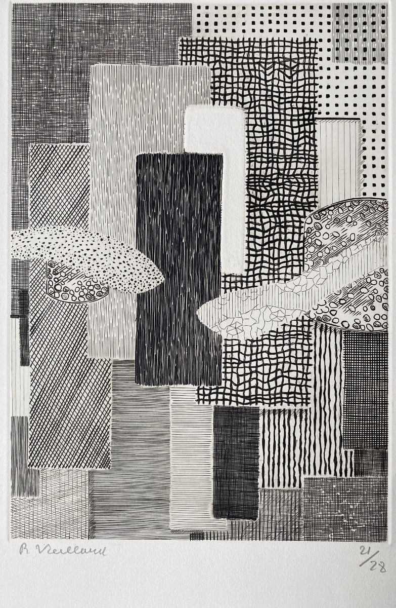 Roger Vieillard (1907, Le Mans - 1989, Paris). "ripuaire City". Engraving. 1962.-photo-2