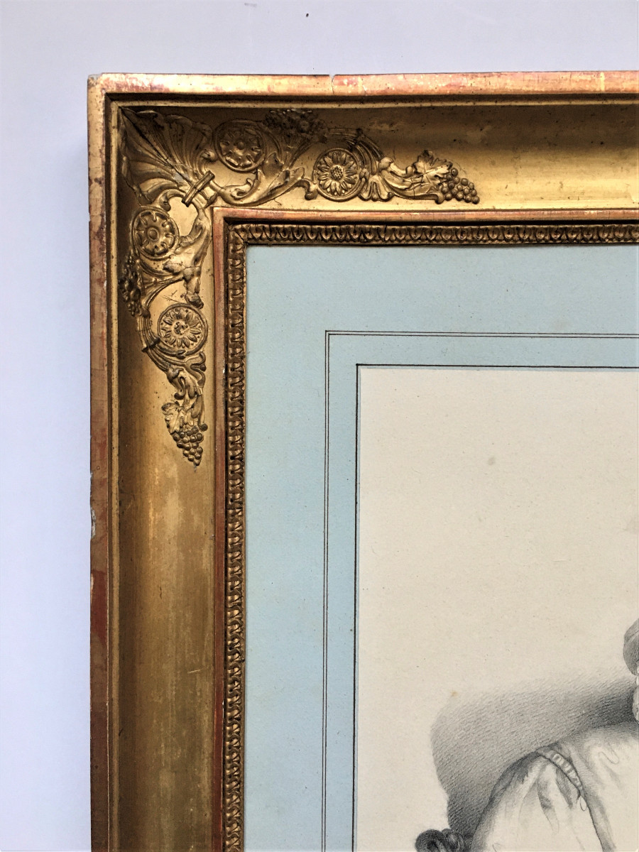 Dessin.  1832 Paris "Portrait de Madame Jules Delehaye" par Mélanie Mestdagh. -photo-3
