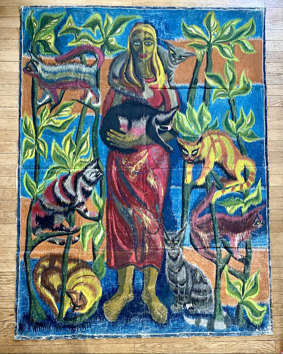 Josephine Pieterhons (mons, 1933-2023) "the Woman With Cats" Tapestry Project. 1950s-1960s.-photo-2