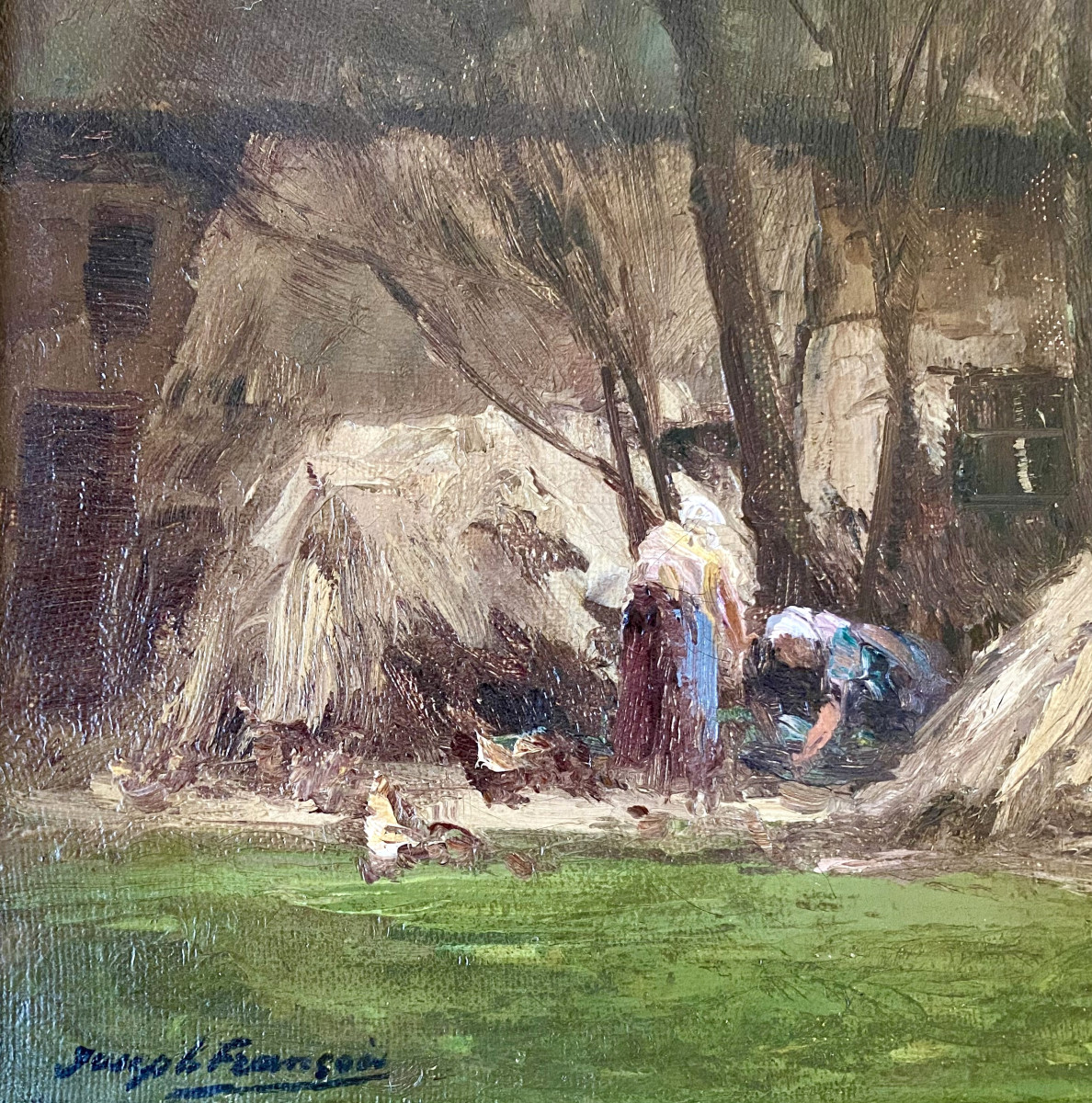 Joseph François (1851-1940). "farmyard At Dawn". Early 20th Century.-photo-3