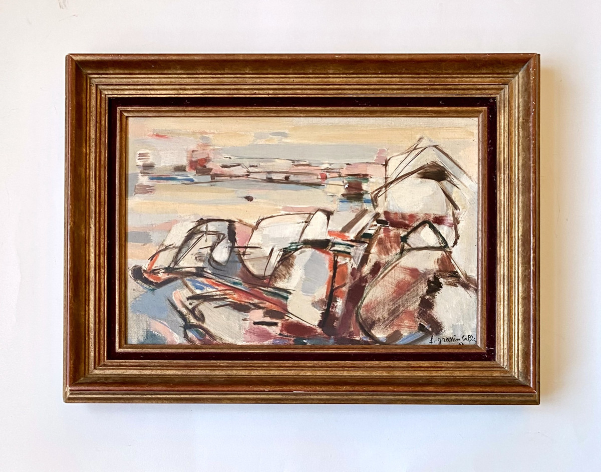 Françoise Grassin Taffin (1927-1995) "Rochers de Bretagne". 